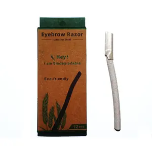 Fournisseur Offre Spéciale paille de blé biodégradable écologique avec outil de dermaplaning pp rasoir à poils faciaux avec sourcil à lame en filet