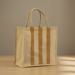 Sac fourre-tout tissé rayé simple avec fermeture éclair, réutilisable pour les courses et l'épicerie, idéal pour la promotion et l'utilisation en supermarché - Product Image 3
