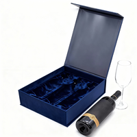 Boîtes à vin en carton rigide à rabat magnétique, rouge champagne, pour 2 bouteilles, 3 pièces, emballage de vin, boîte cadeau de marque
