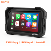 Bestsonic - Pantalla de Navegación GPS Impermeable de 5 Pulgadas con CarPlay y Android Auto, Soporte de Liberación Rápida con Alimentación Tipo C para Viajes por Carretera