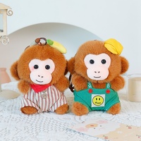 Porte-clés singe mignon en peluche, mini animal en peluche, pendentif de sac, poupée singe douce et moelleuse pour décoration de sac à dos, cadeau d'anniversaire ou de Noël