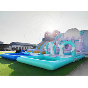 Grand toboggan gonflable portable rose <span class=keywords><strong>avec</strong></span> <span class=keywords><strong>piscine</strong></span> pour fête de filles en plein air - Product Image 4