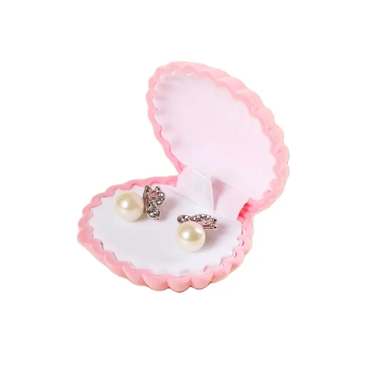 Velvet Shell Small Jewelry Gift Box for Earrings Pendant Bracelet Necklace Ring Display for Wedding Engagement Christmas