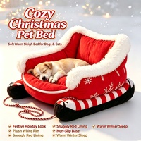 Lit pour chien en forme de traîneau de Noël, canapé d'hiver pour animaux de compagnie et lit pour chat, petit lit pour chien, respirant, chaud, en polyester, pour usage intérieur