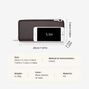 Portefeuille long avec dragonne, portefeuille professionnel à deux volets en cuir PU de haute qualité avec grande poche zippée – Conception pour hommes et femmes - Product Image 6