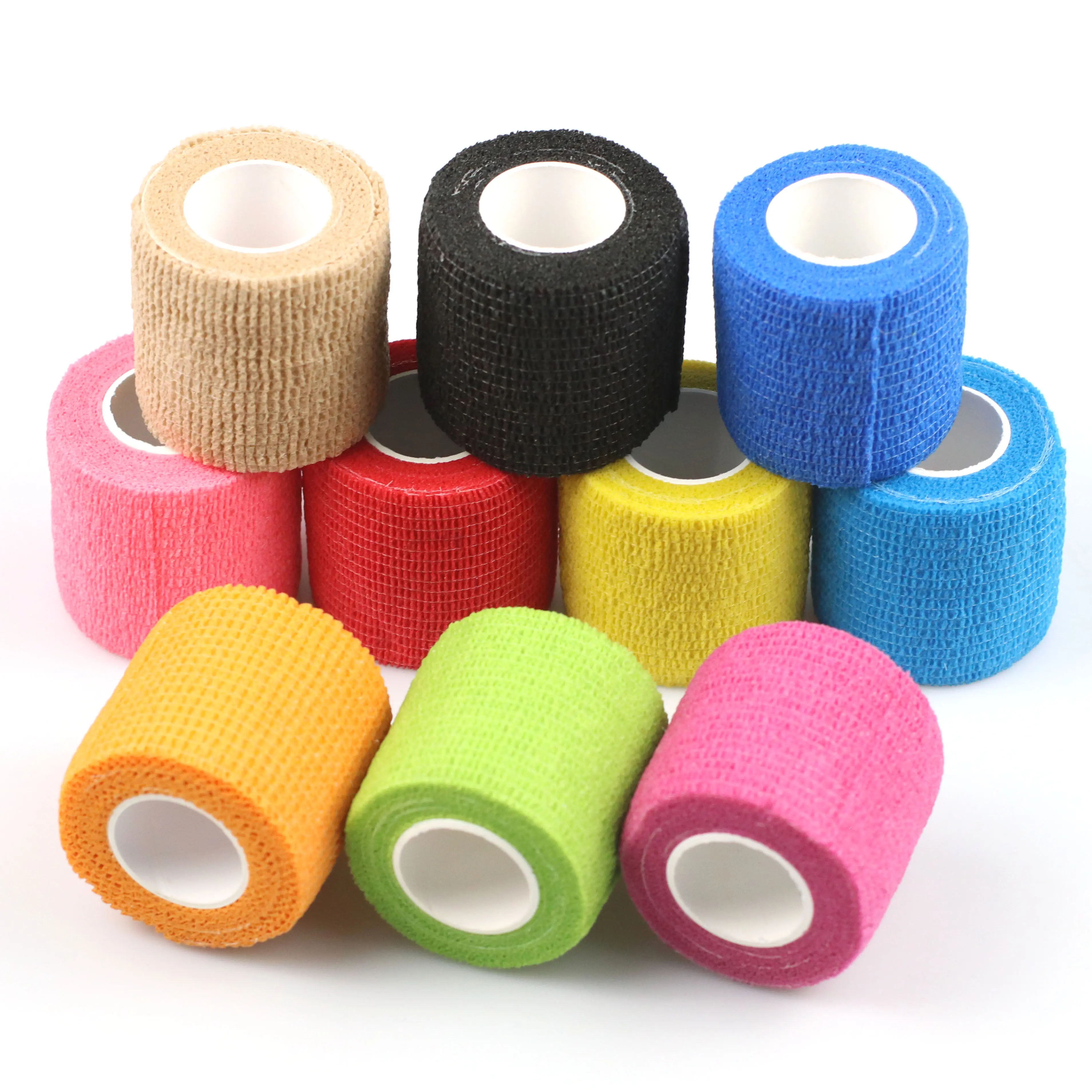 Customized Non Woven Colored Black Sports Elastic Self-adhesive Cohesive Bandage For Joint Protection