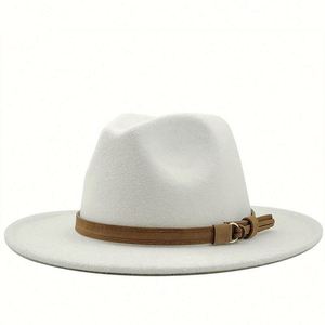 Nouveau Chapeau Fedora pour Femme et Homme avec Ruban en Cuir, Élégant, pour Hiver et Automne, à Large Bord, Style Jazz, Église, Panama, Sombrero - Product Image 1
