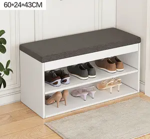 Storage Bench Shoe Bench With Flip Top Storage Space And Padded Cushion 2-Tier Shoe Rack Organizer Shoe Organizer