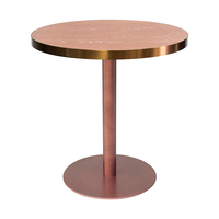 Base de table en acier inoxydable brossé or rose, table ronde en pierre frittée pour café, restaurant, hôtel, bistrot