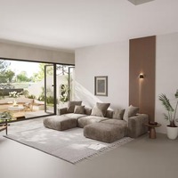 Ensemble de canapés modulaires nordiques en tissu en forme de L, mousse haute densité, respirant, confortable, durable, design moderne, meubles pour la maison