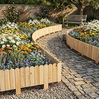 Borde de Madera de Pino Rústico para Jardín - 15.6 pies de Longitud Total (2 Piezas de 7.8 pies de Largo x 8 pulgadas de Alto)