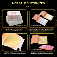 Haute qualité 24K véritable feuille d'or véritable feuilles 8*8Cm 25 pièces/livre transfert feuille d'or pour boisson Art gâteau décoratif