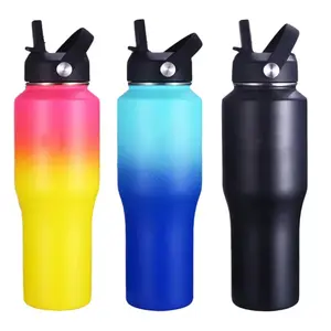 32oz tragbare Outdoor-Bergsteiger-Wasser flasche Isolierte Space-Tasse mit großer Kapazität Doppel-Edelstahl