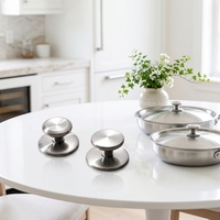 Poignée ergonomique en acier inoxydable pour couvercle de casserole et bouton de cuisine universel - Écologique, compatible four, taille personnalisable