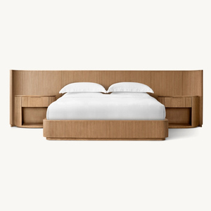 Современный роскошный комплект из массива дерева для спальни, кровать размера «King-Size», деревянная рама для кровати с открытой тумбочкой - Product Image 4