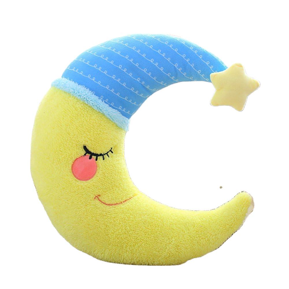 Sofa Bedside Decor Smiling Sleeping Arc-Shape Yellow Moon Plush Pillow with  Cute Star Hat Safe for Kids Cuddle New Moon Toys