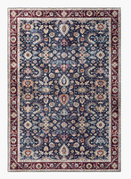 Tapis de style oriental en bleu foncé à motifs floraux, Arabie Saoudite