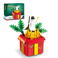 Bloques de Construcción de Plástico 3D para Niños, Diseño de Papá Noel, Reno y Trineo Navideños