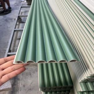 Innendekoration Moderne Wasserdichte WPC-Wandpaneele Halbkreisförmige Hohllamellen Gewellte Gitterplatten PVC Gebogene Platten für den Haushalt - Product Image 2