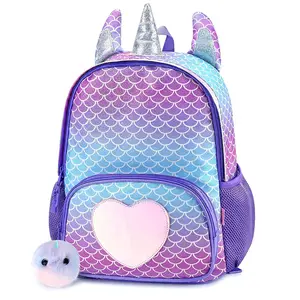 Mochila con estampado personalizado para niños y estudiantes, bolsa de libros con diseño de unicornio, con reducción de carga, para escuela primaria