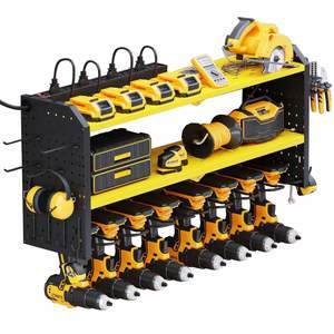 Étagère métallique robuste pour garage, organisateur de boîte à outils à fixation murale avec 8 supports pour perceuses - Product Image 2