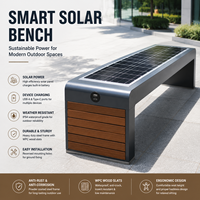 Banc de patio solaire intelligent pour extérieur, sièges publics en WPC avec charge USB Type C pour jardin, campus, hôpital, rue