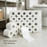 Échantillon Gratuit - Papier Toilette Écologique de Haute Qualité, Doux et Résistant, à Bordures Gaufrées, en Rouleau Standard, Fabriqué à partir de Pâte de Bois Vierge pour la Maison
