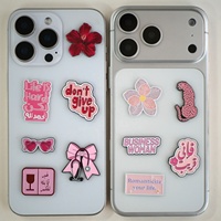 Autocollants de téléphone électroplaqués en émail de zinc et de fer, rose girly coquette, texte arabe personnalisé, infirmière, stéthoscope, nœud, fleur d'hibiscus