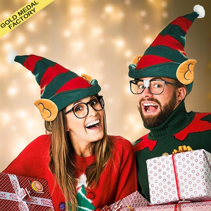 Chapeau d'elfe <span class=keywords><strong>de</strong></span> Noël avec oreilles, accessoires <span class=keywords><strong>de</strong></span> fête costumée, Gorro <span class=keywords><strong>De</strong></span> Navidad, Chapeus Natal, Chapeau <span class=keywords><strong>Noel</strong></span>, jeu d'elfe, chapeaux <span class=keywords><strong>de</strong></span> Noël amusants pour adultes - Product Image 1