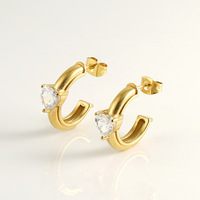 Boucles d'oreilles créoles transparentes en acier inoxydable 304 plaqué or 18 carats sous vide, créoles ouvertes de 18 mm, bijoux romantiques étincelants, cadeau pour femme, paires
