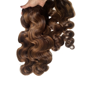 ผมต่อแบบเวฟสีน้ำตาลธรรมชาติ ผมแท้จากผู้บริจาคคนเดียว แบบเทปติด  แบบติดกาว  ราคาขายส่ง - Product Image 2