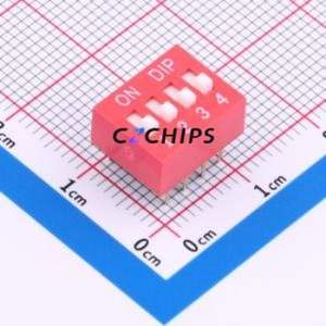 DR-04HT DIP Switch Through hole Component (THT),P=2.54mm Switch Flat Toggle, Raised Type Single Pole Single Throw 4 2.54mm - Product Image 1