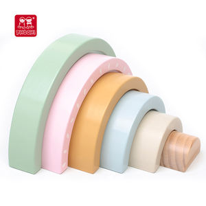 PHOOHI bébé en bois arc-en-ciel empilable bloc jouet éducation des enfants arc-en-ciel bloc jouet ensemble - Product Image 1