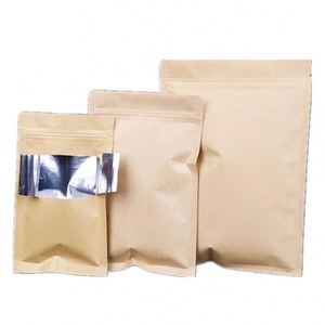 Sacs en papier kraft à fond plat avec fermeture éclair pour aliments, emballage de café, pochettes personnalisées imprimées 11x18,5 cm, pack promotionnel 2026 - Product Image 2
