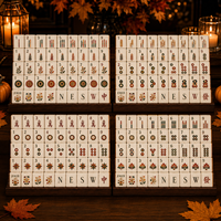 Kartu Mahjong Akrilik Amerika 160 Pcs Custom dengan Pola Musim Gugur untuk Pertemuan Keluarga di Hari Thanksgiving