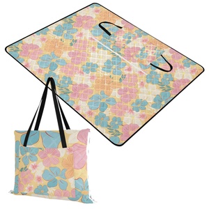 Customs Hawaii Printed <b>Waterproof</b> Foldable Picnic Blanket Tote Bag Style Quilted Polyester Picnic Mat - Product Image 2