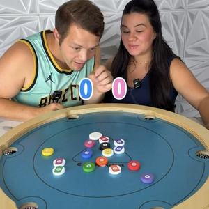 Jeu de société en bois Carrooka multifonctionnel : billard, puzzle et jeux de carrom hybrides pour adultes et enfants, table de jeu - Product Image 3