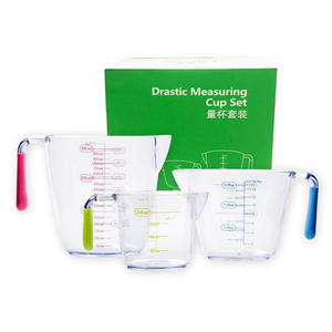 Ensemble de 3 tasses à mesurer en plastique transparentes, empilables, sans BPA, avec plusieurs graduations - Product Image 6