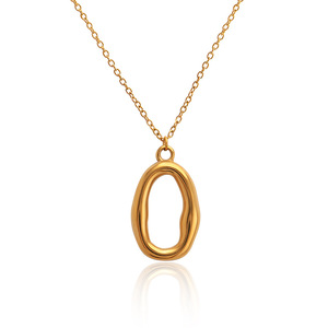 Collier Pendentif Tendance en Acier Inoxydable, Géométrique Irrégulier Poli, Anneau Circulaire, Pendentif Serpent - Product Image 3