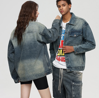 Veste en jean délavée vintage unisexe coupe ample à épaules tombantes, style streetwear décontracté pour couple, idéale printemps-automne – Meilleure vente