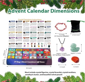 Calendrier de l'Avent avec cristaux de Noël de qualité supérieure avec collection de roches et 24 pierres précieuses de guérison - Product Image 3