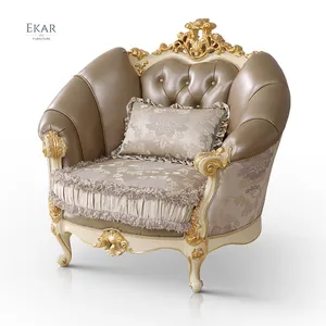 Conjunto de sofás de lujo para sala de estar, mueble de tela tallada a mano, estilo barroco francés, Color brillante, Europeo, Palacio Real