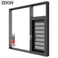 ZEKIN, ventanas abatibles de vidrio de aluminio personalizadas, doble acristalamiento, aislamiento insonorizado, ahorro de energía, rotura térmica para uso doméstico