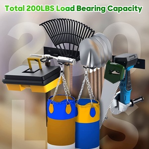 Organisateur de rangement d'outils de Garage <span class=keywords><strong>support</strong></span> <span class=keywords><strong>mural</strong></span>, <span class=keywords><strong>support</strong></span> de rangement d'outils de jardin, crochets en acier robustes pour pelles, râteaux, balais, tuyaux - Product Image 5