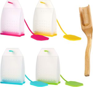 Reusable Loose Leaf <b>Tea</b> Bags Silicone <b>Tea</b> <b>Infuser</b> With Spoon - Product Image 1