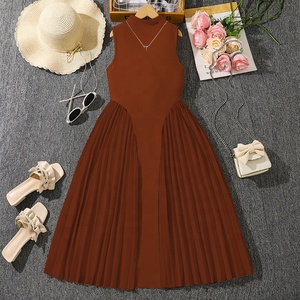 Vestido de Fiesta Maxi Plisado sin Mangas para Niñas, Verano, Algodón y Poliéster, Moda Infantil - Product Image 1