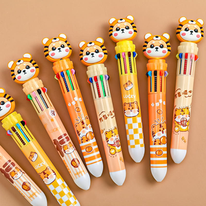 Pena 3D Harimau Kawaii Pena Bolpoin Sepuluh Warna Pena Stabilo Ujung Kartun Tipe Tekan Pena Coretan Pelajar Hadiah - Product Image 6