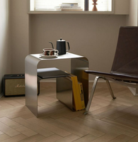 Meuble de salon moderne et minimaliste en acier inoxydable, table de chevet et table basse, armoire de rangement monobloc moulée, garantie 1 an