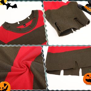 YUIQPKJX Vestido de suéter a rayas para mujer, disfraz de Halloween de Freddy, sombrero, guantes, accesorios, accesorios de cosplay - Product Image 3