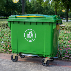 Contenitore per Rifiuti con Pedale da 240L, <span class=keywords><strong>Bidone</strong></span> della Spazzatura in HDPE da 660L con Coperchio e Ruote - Product Image 5